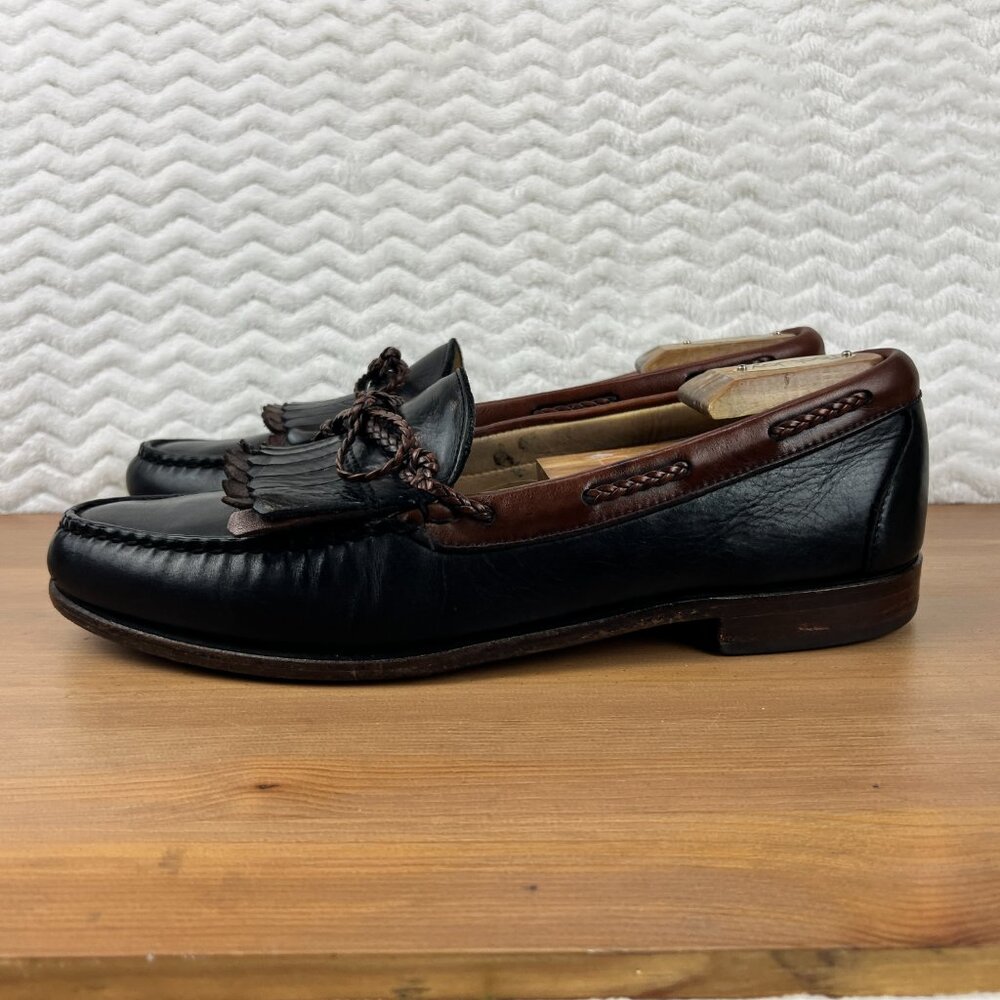 Allen Edmonds Woodstock Loafers Kiltie Braided Tassel Mens 11 B USA Slip On Blk - Picture 7 of 16